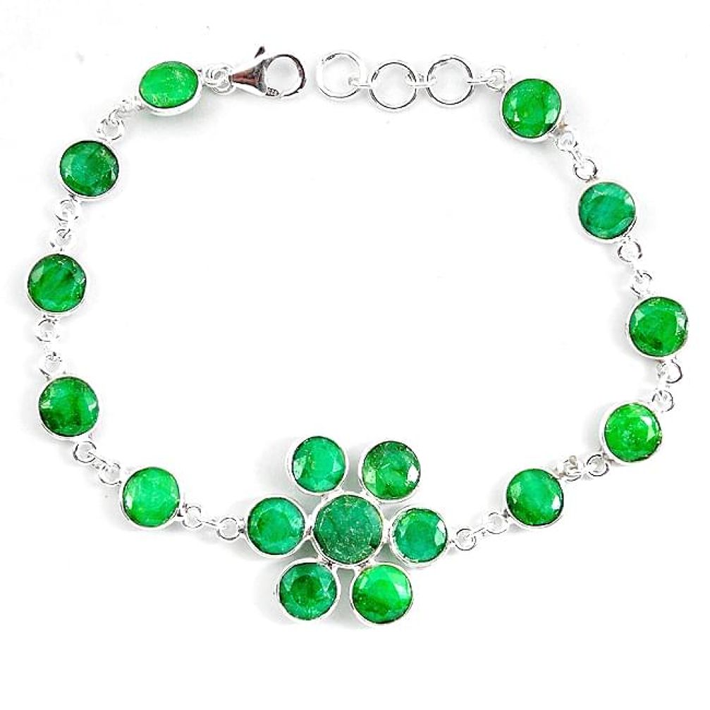 Green emerald quartz 925 sterling silver tennis bracelet jewelry k87821