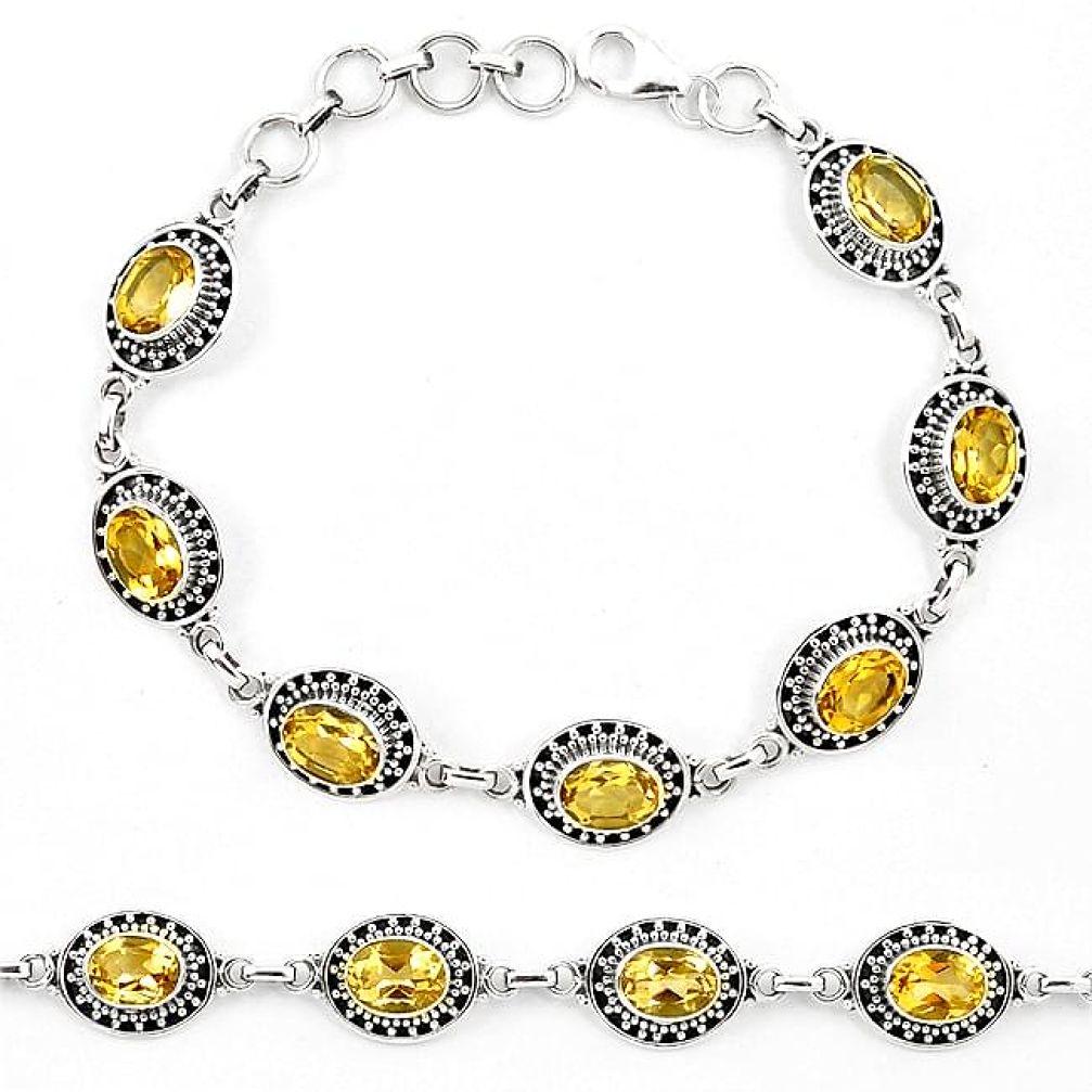 Natural yellow citrine 925 sterling silver tennis bracelet jewelry k90941