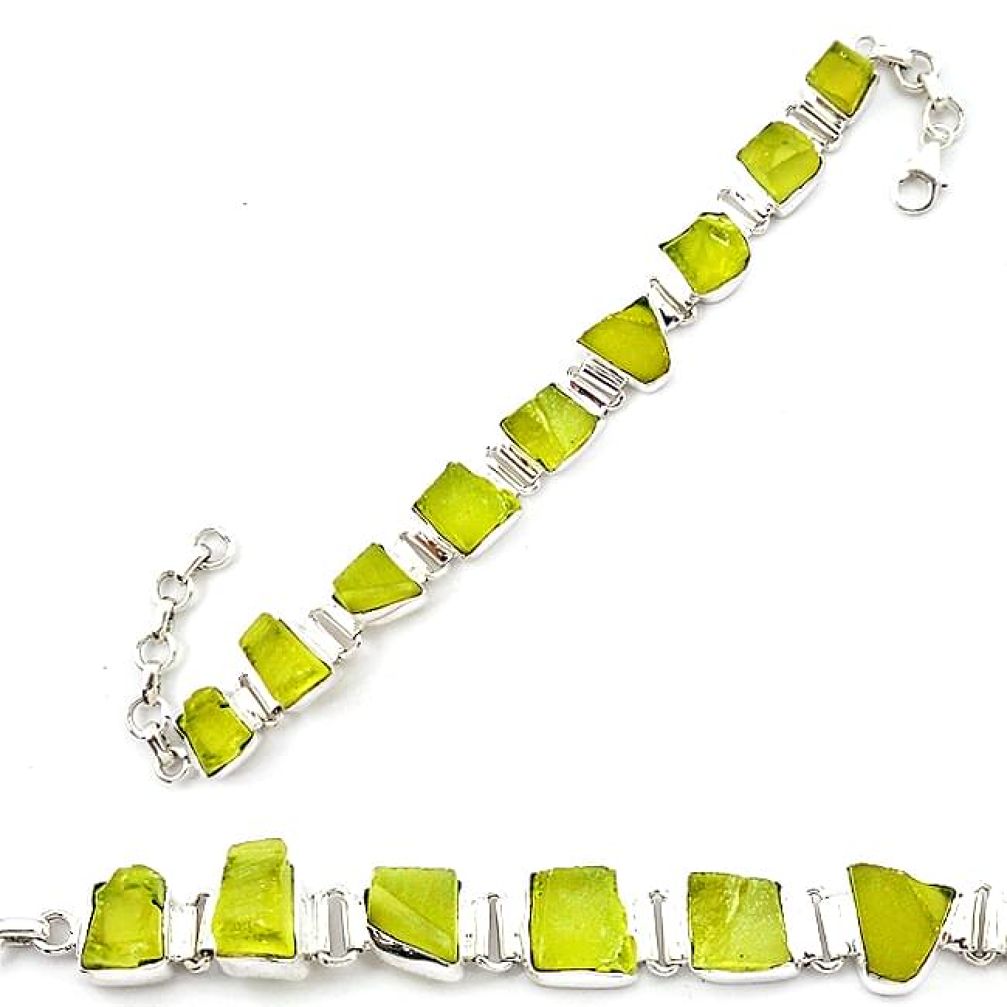 Natural lemon topaz rough 925 sterling silver tennis bracelet jewelry k92442