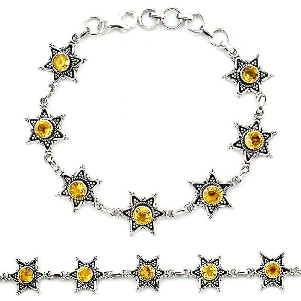 Natural yellow citrine 925 sterling silver tennis bracelet jewelry k92502