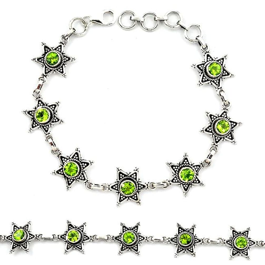 Natural green peridot 925 sterling silver tennis bracelet jewelry k92506