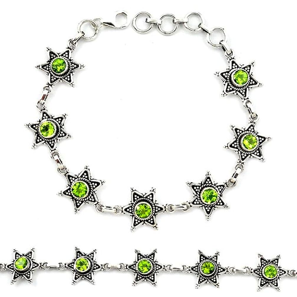 Natural green peridot 925 sterling silver tennis bracelet jewelry k92508