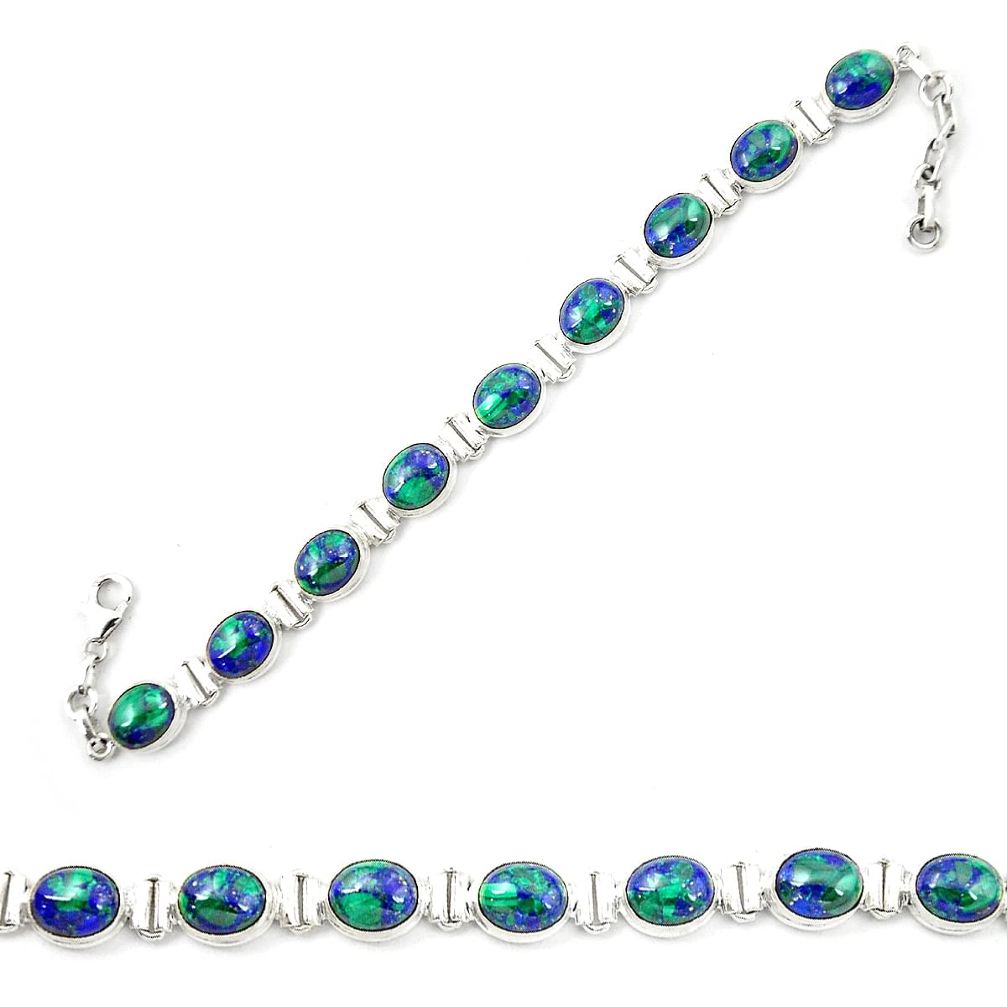 925 sterling silver natural green azurite malachite bracelet jewelry m24984