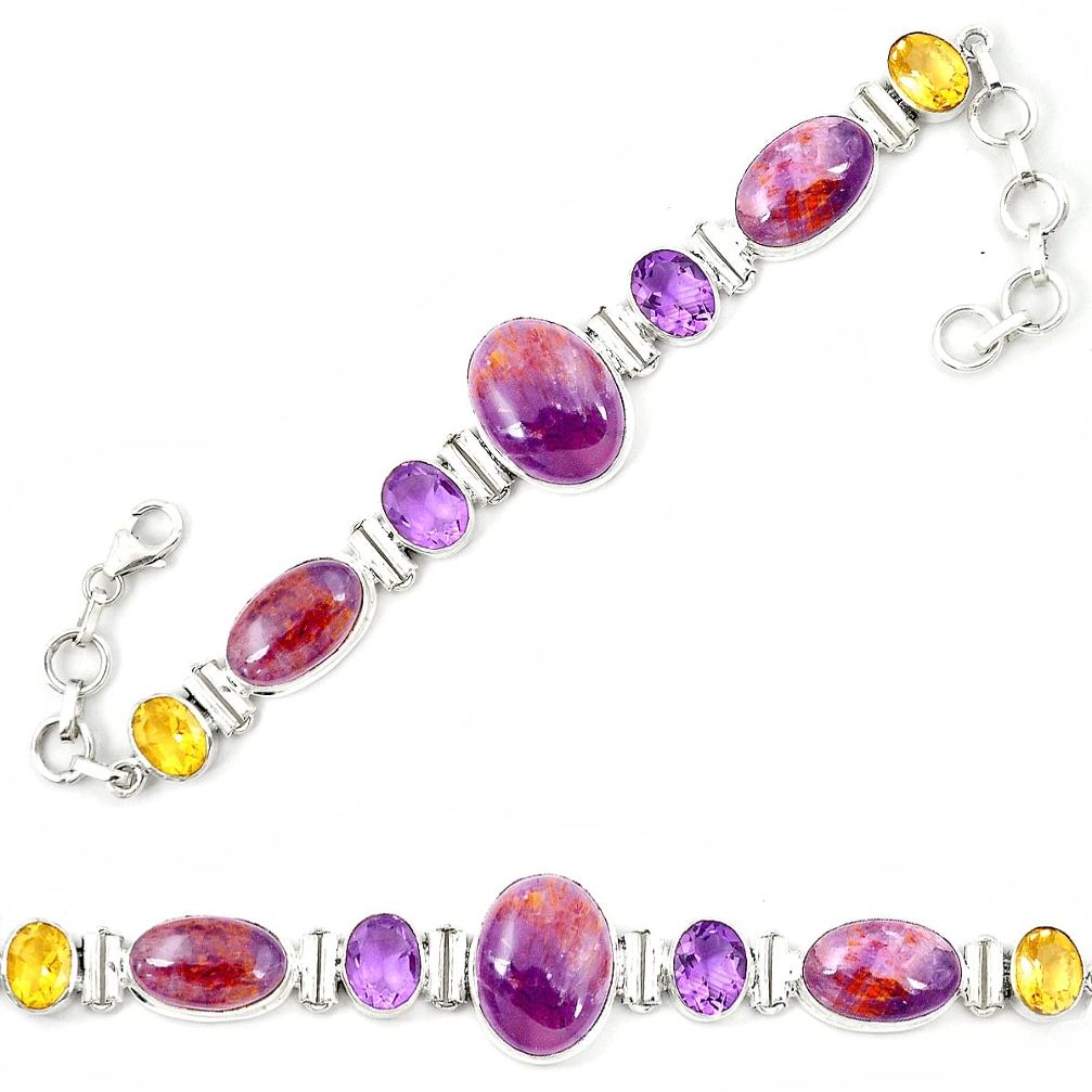 Natural purple cacoxenite super seven (melody stone) 925 silver bracelet m26502