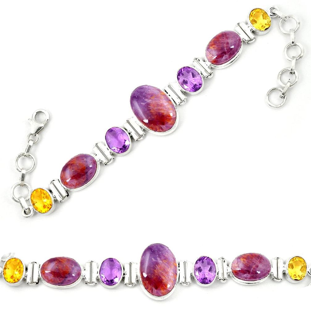 Natural purple cacoxenite super seven (melody stone) 925 silver bracelet m26503