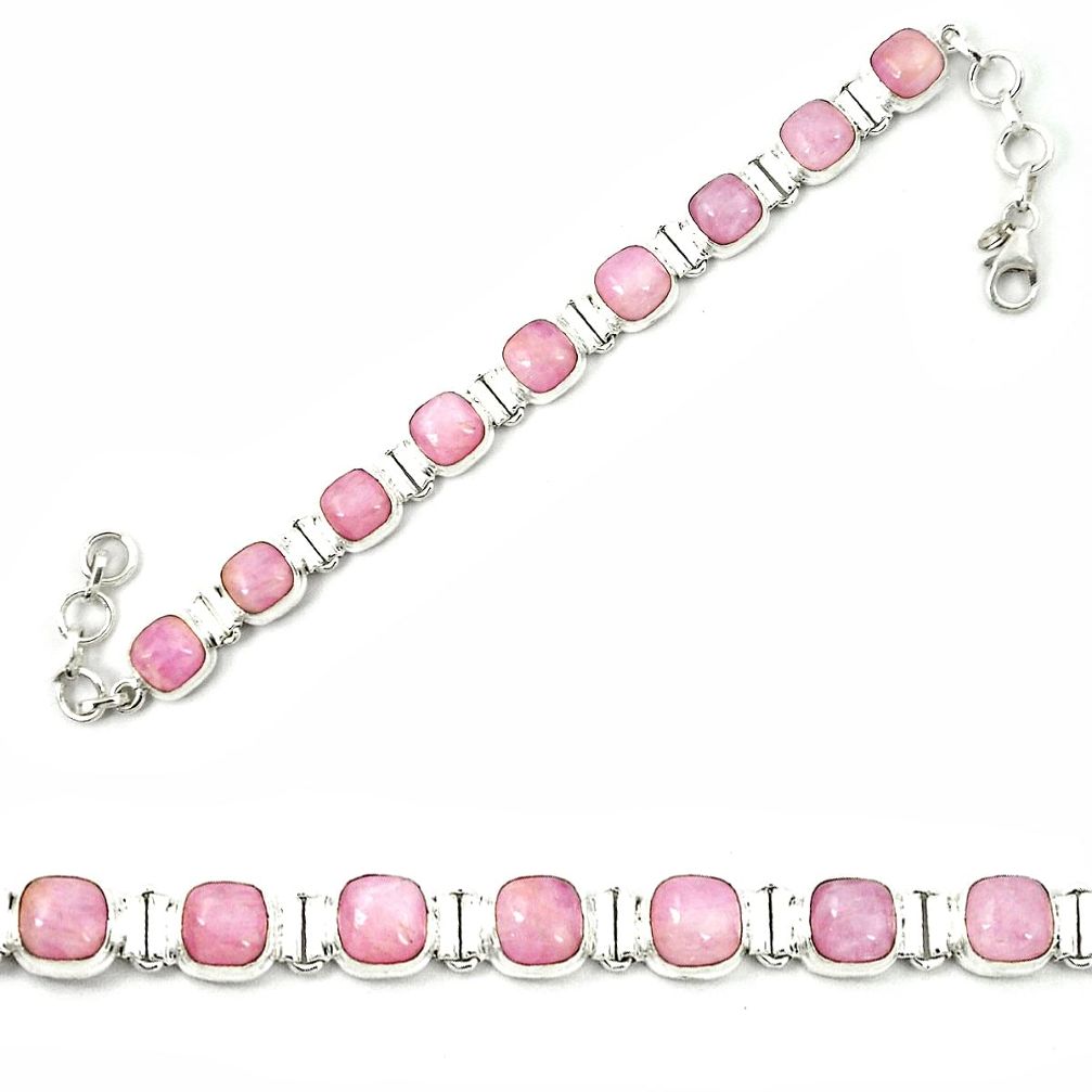 Natural pink kunzite 925 sterling silver tennis bracelet jewelry m26533