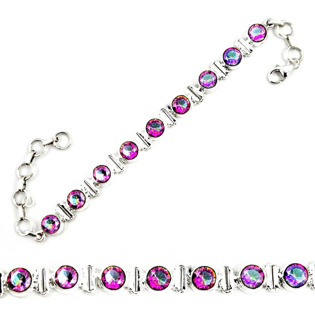 Multi color rainbow topaz 925 sterling silver tennis bracelet jewelry m29291