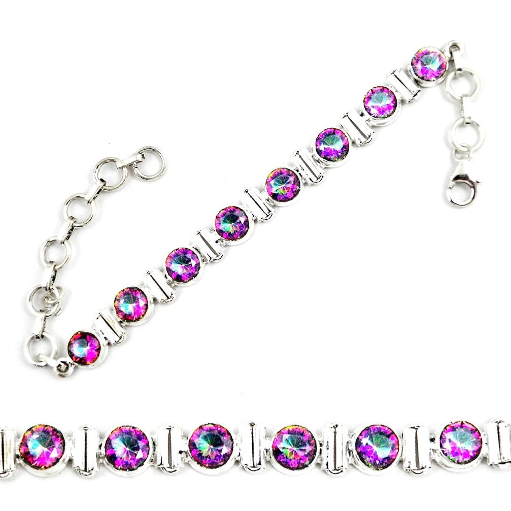 925 sterling silver multi color rainbow topaz tennis bracelet jewelry m29300
