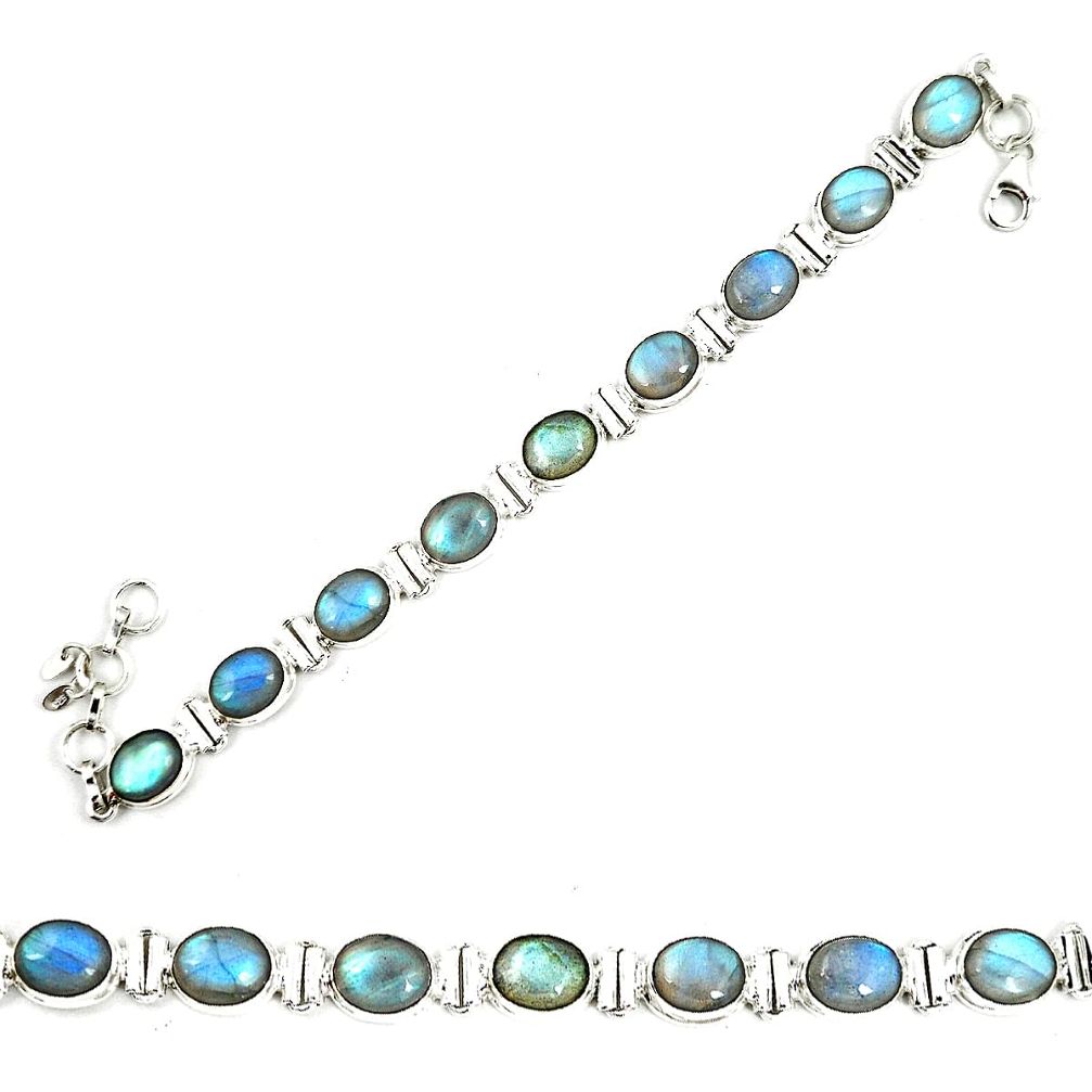 Natural blue labradorite 925 sterling silver tennis bracelet jewelry m29305