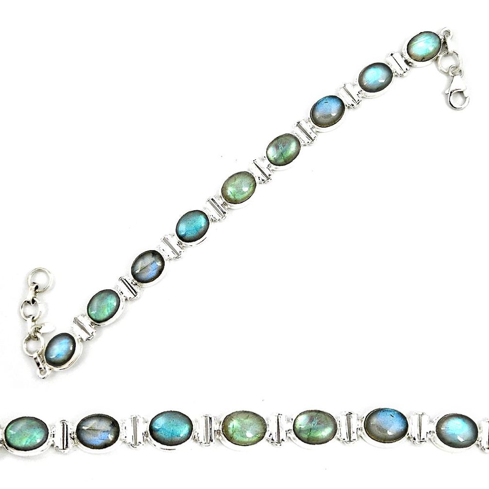 Natural blue labradorite 925 sterling silver tennis bracelet jewelry m29307