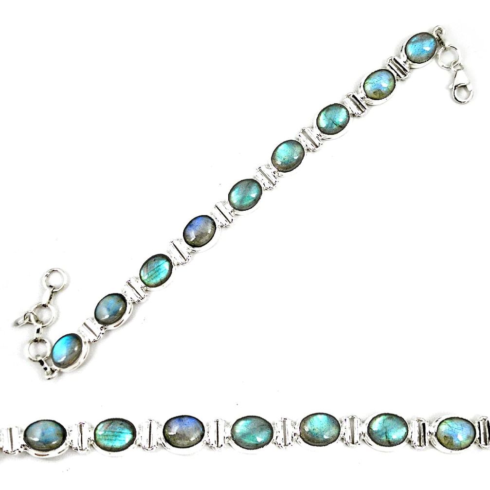 Natural blue labradorite 925 sterling silver tennis bracelet jewelry m29308