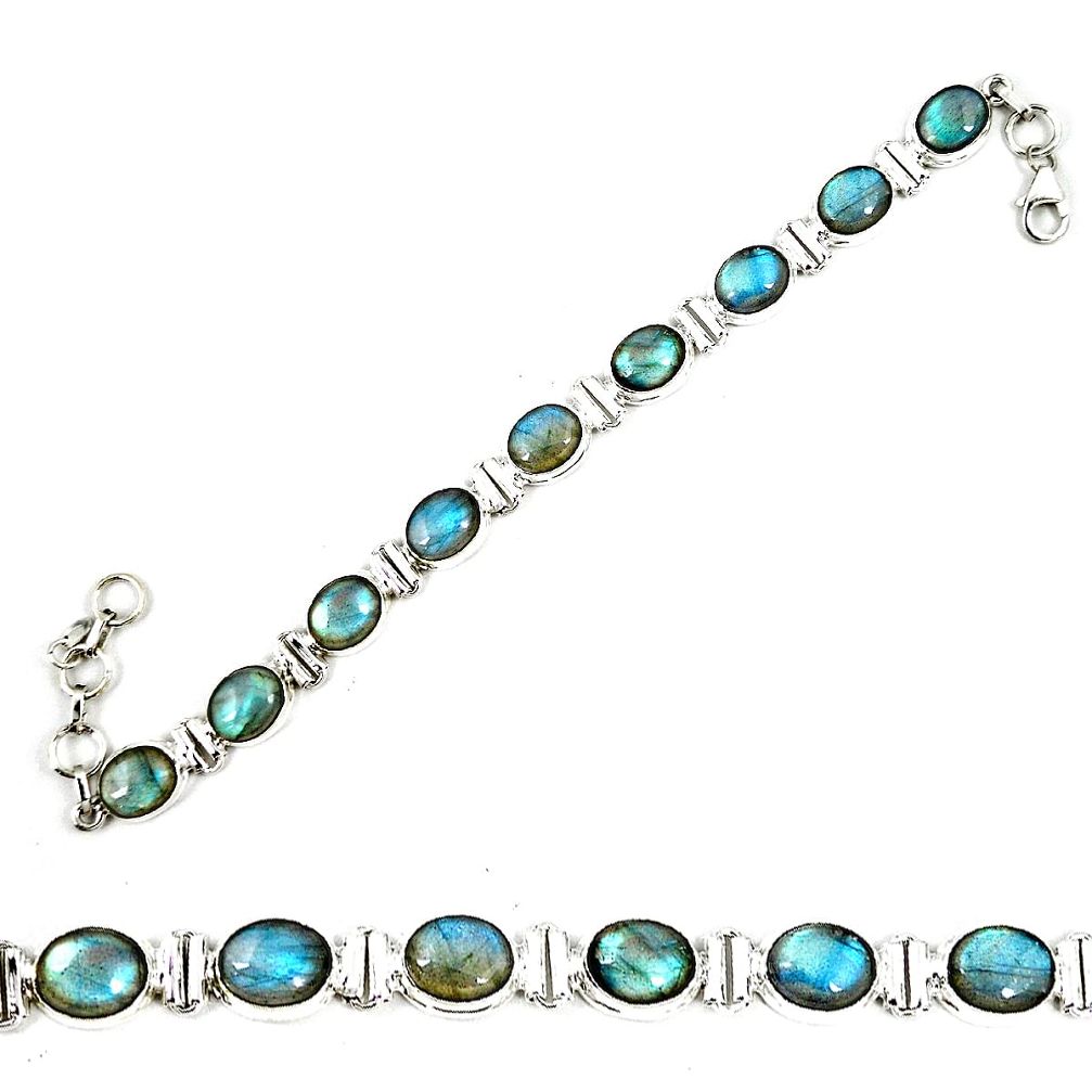 Natural blue labradorite 925 sterling silver tennis bracelet jewelry m29311