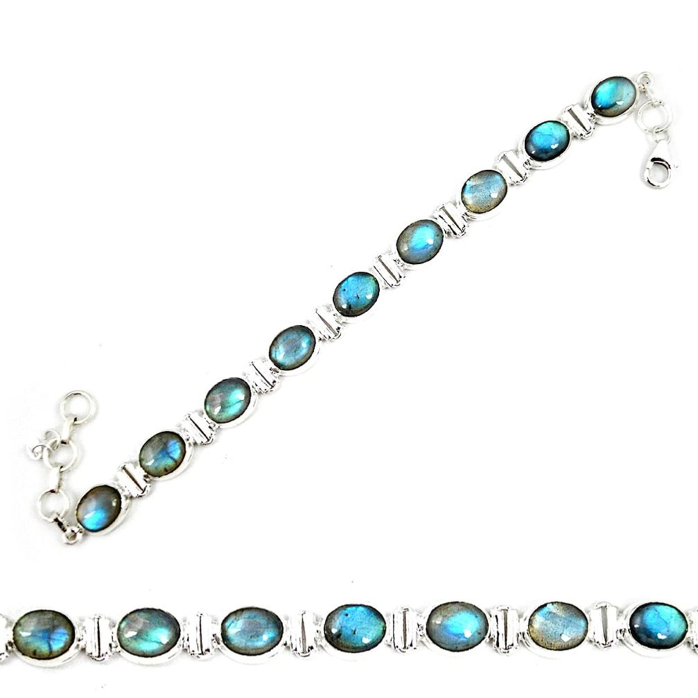 Natural blue labradorite 925 sterling silver tennis bracelet jewelry m29313