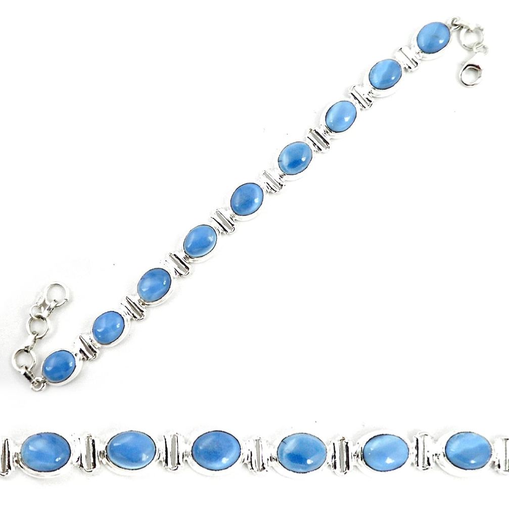 Natural blue owyhee opal 925 sterling silver tennis bracelet jewelry m29352