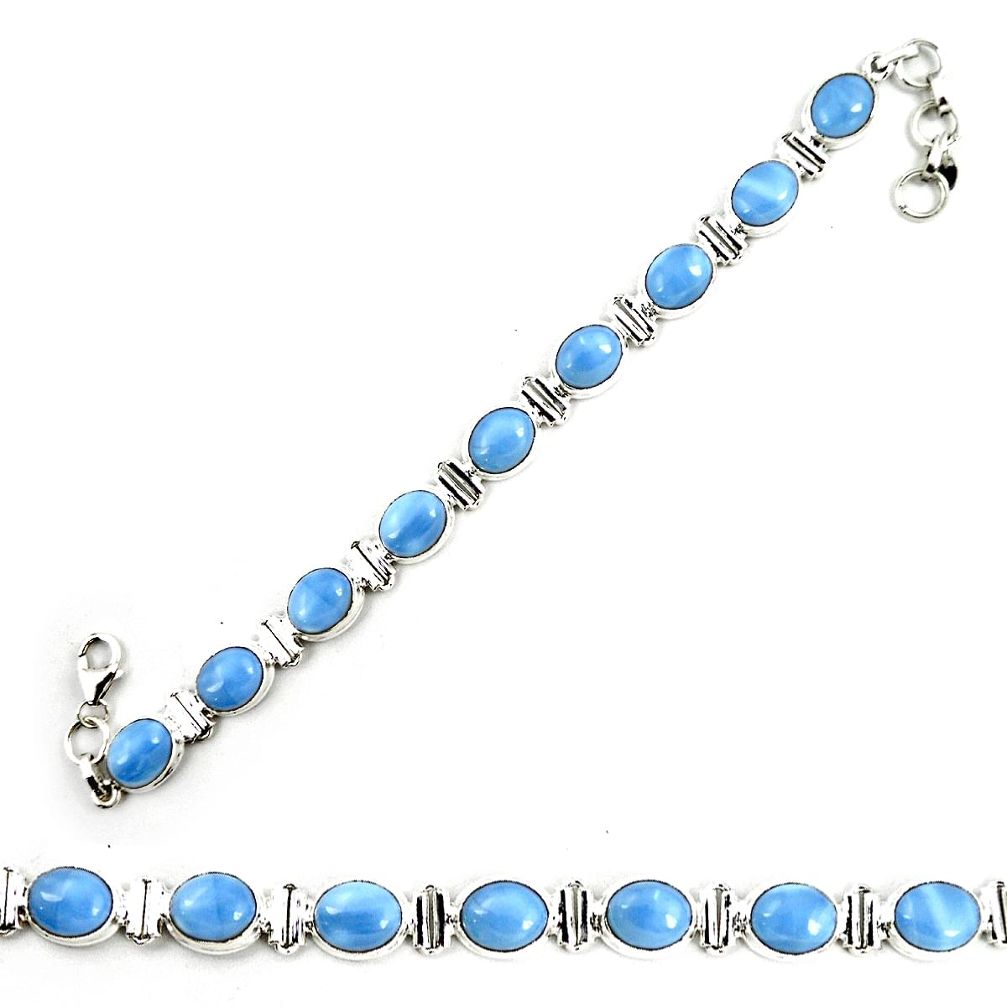 Natural blue owyhee opal 925 sterling silver tennis bracelet jewelry m29355
