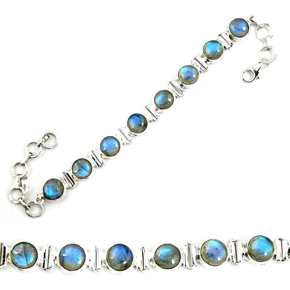 Natural blue labradorite 925 sterling silver tennis bracelet jewelry m29359