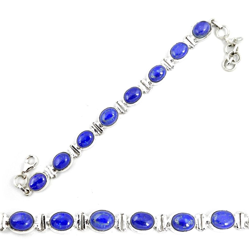 Natural blue lapis lazuli 925 sterling silver tennis bracelet jewelry m29360