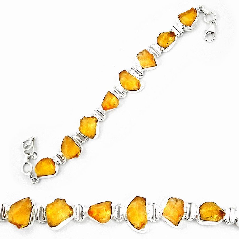 925 sterling silver yellow citrine rough fancy tennis bracelet jewelry m29814