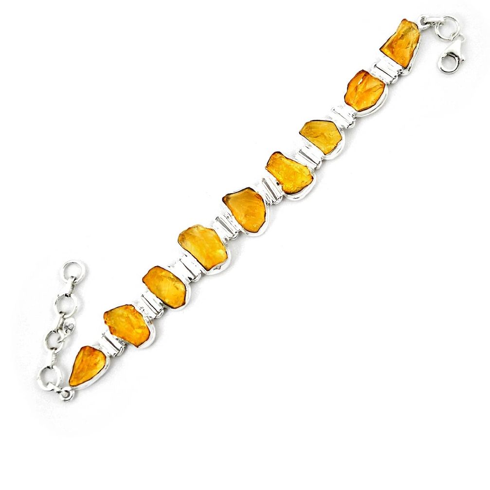 Yellow citrine rough 925 sterling silver tennis bracelet jewelry m29815