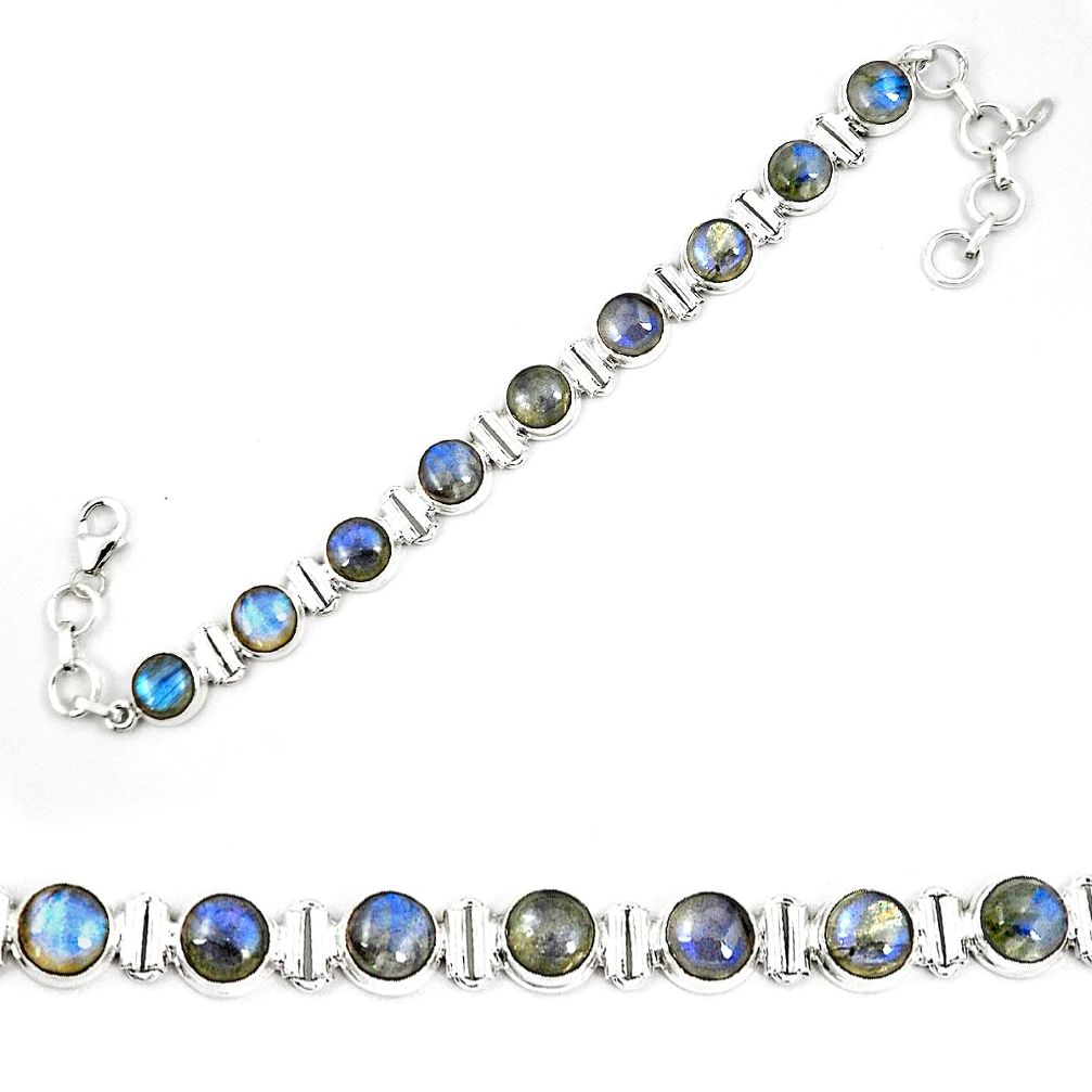 Natural blue labradorite 925 sterling silver tennis bracelet jewelry m30712