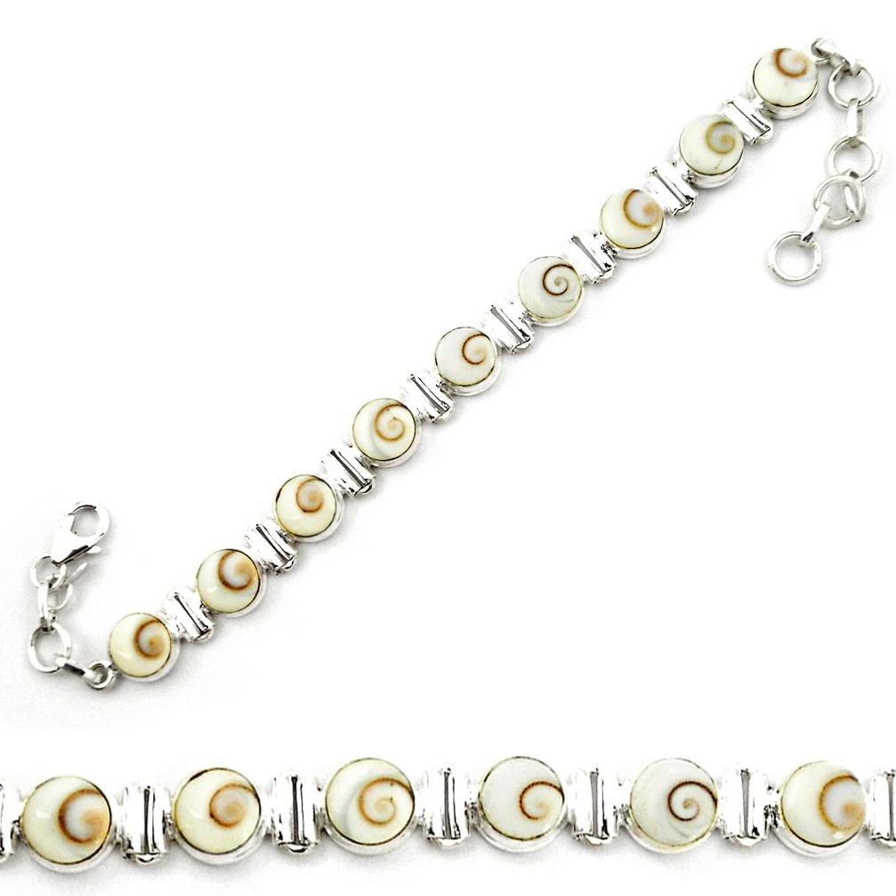 Natural white shiva eye 925 sterling silver tennis bracelet jewelry m32185