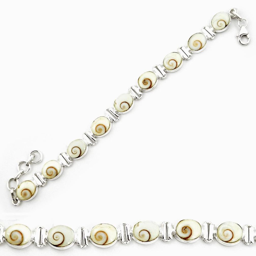 Natural white shiva eye 925 sterling silver tennis bracelet jewelry m32186