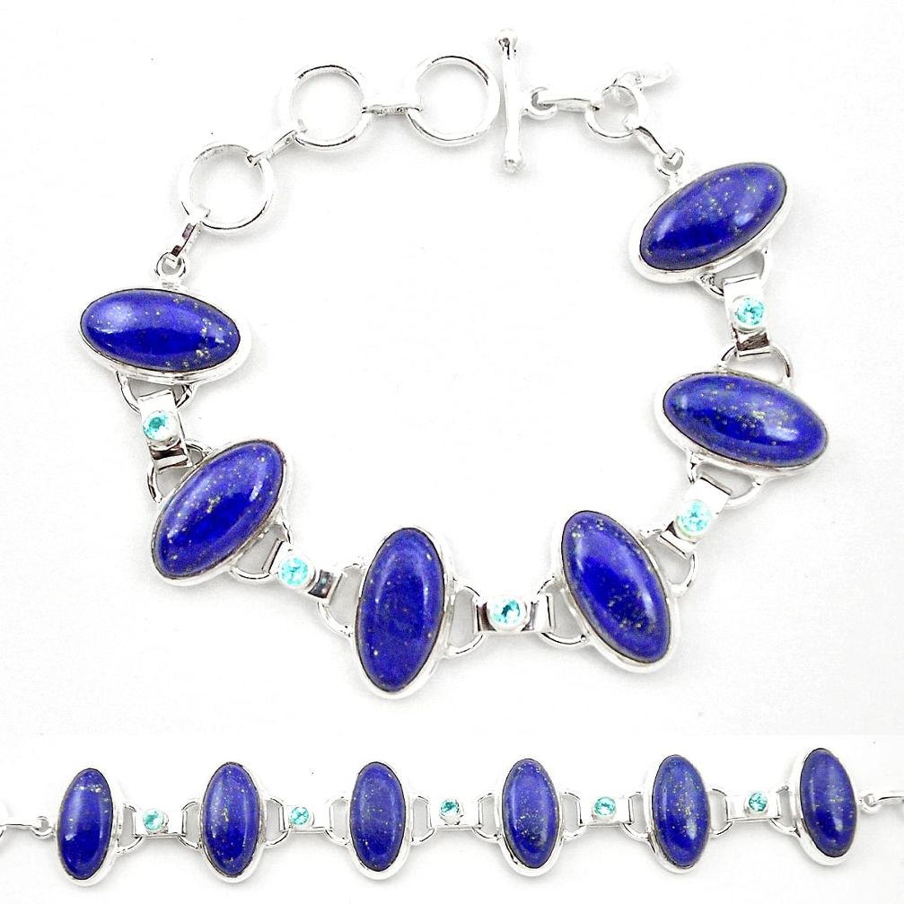 925 sterling silver natural blue lapis lazuli topaz tennis bracelet m32256