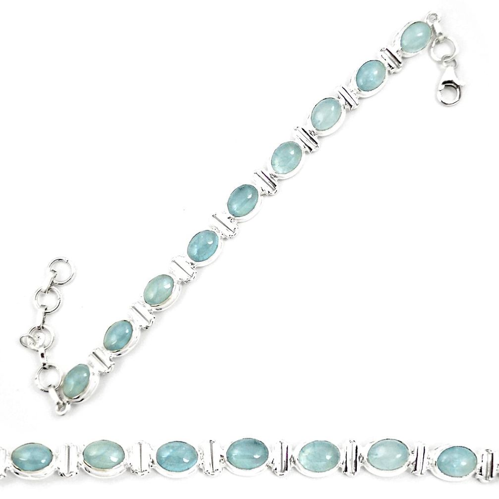 Natural blue aquamarine 925 sterling silver tennis bracelet jewelry m32430