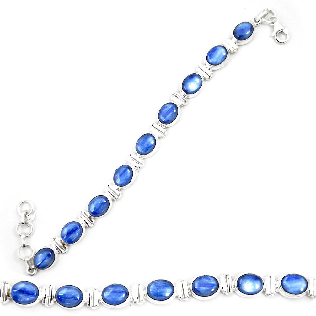 Natural blue kyanite 925 sterling silver tennis bracelet jewelry m32441