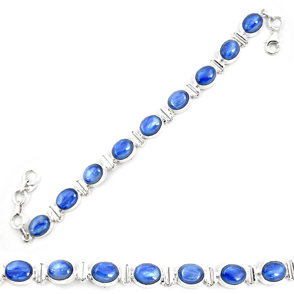 Natural blue kyanite 925 sterling silver tennis bracelet jewelry m32442