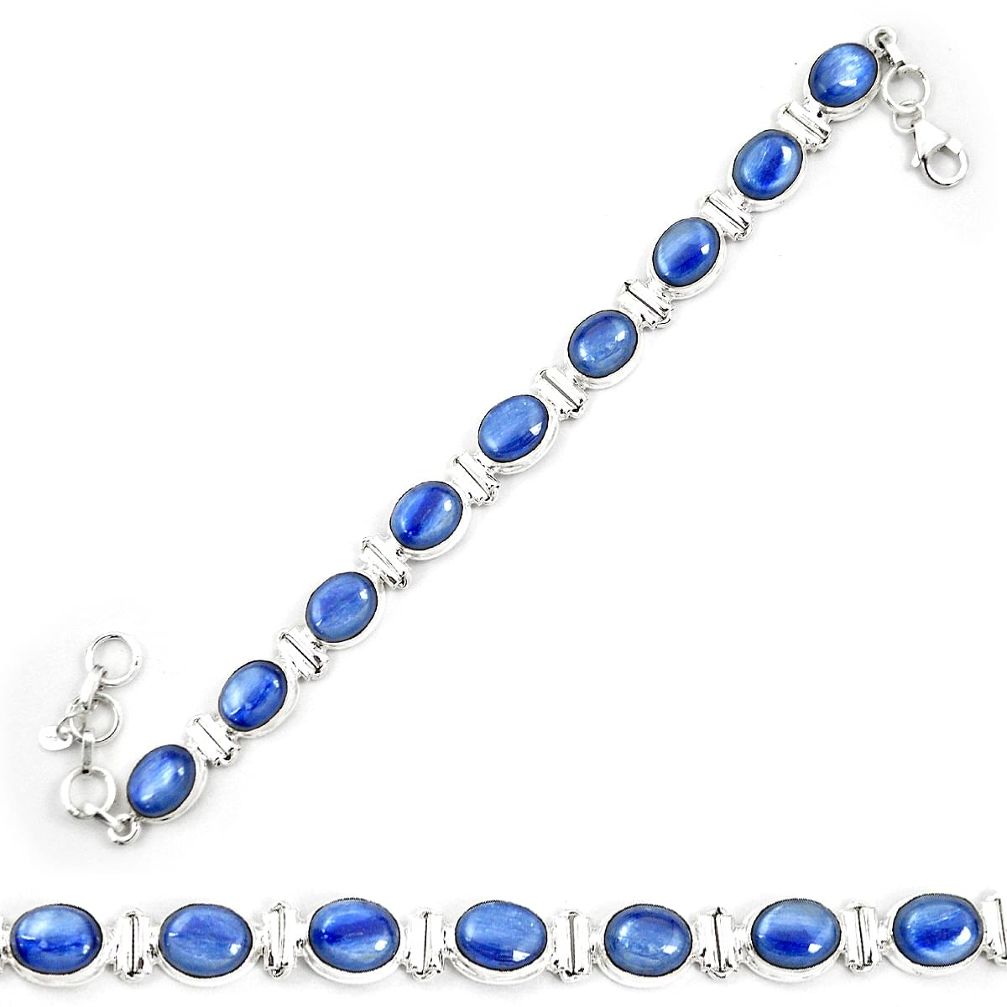 925 sterling silver natural blue kyanite oval tennis bracelet jewelry m32444