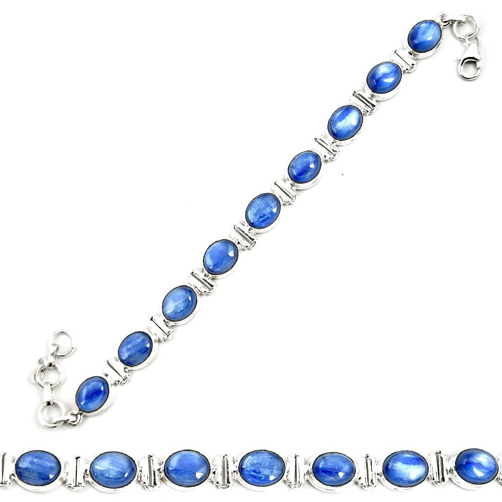 Natural blue kyanite 925 sterling silver tennis bracelet jewelry m32445