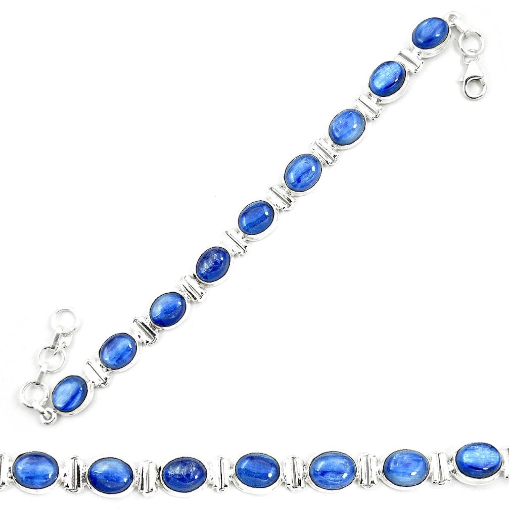 Natural blue kyanite 925 sterling silver tennis bracelet jewelry m32446