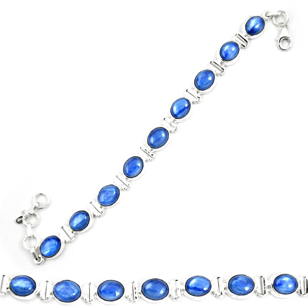 Natural blue kyanite 925 sterling silver tennis bracelet jewelry m32448