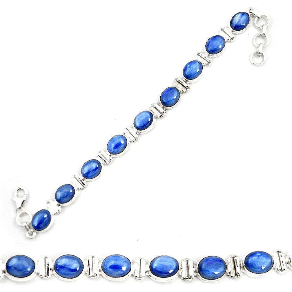 Natural blue kyanite 925 sterling silver tennis bracelet jewelry m32449