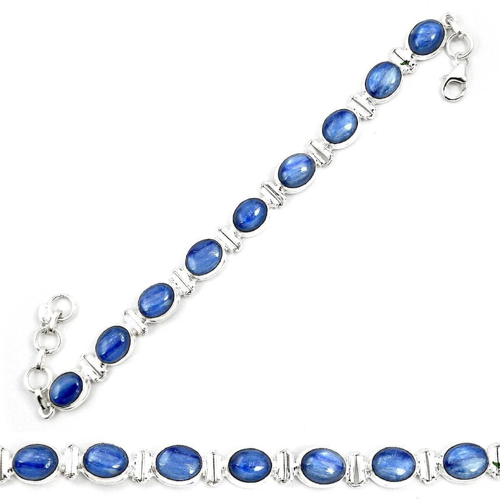 Natural blue kyanite 925 sterling silver tennis bracelet jewelry m32452