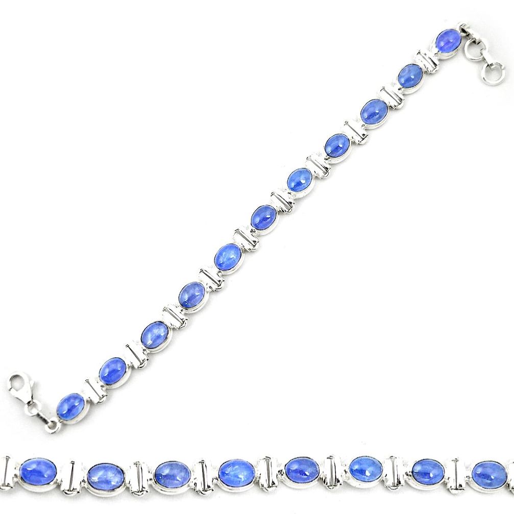 Natural blue tanzanite 925 sterling silver tennis bracelet jewelry m35402