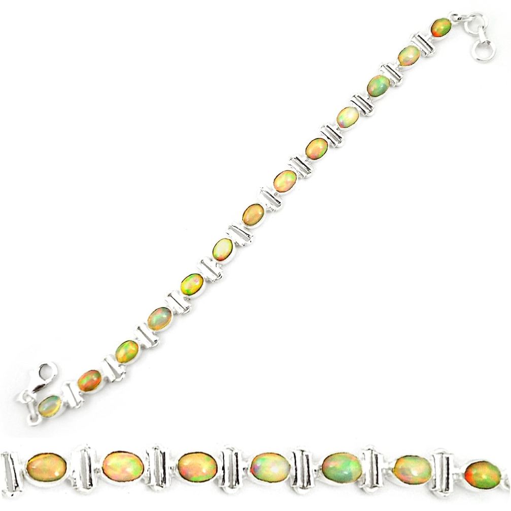 925 sterling silver natural multi color ethiopian opal tennis bracelet m35416