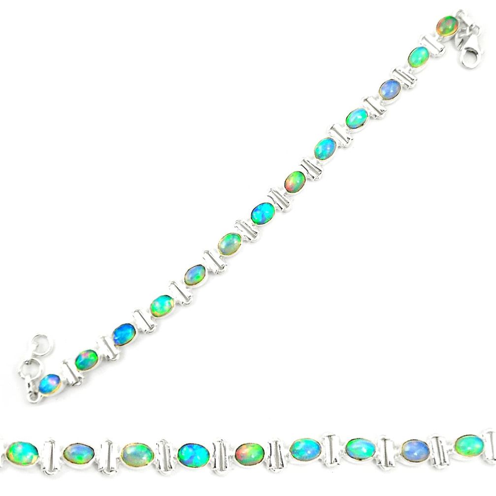 925 sterling silver natural multi color ethiopian opal tennis bracelet m35420