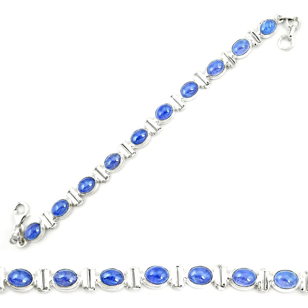 Natural blue tanzanite 925 sterling silver tennis bracelet jewelry m35436