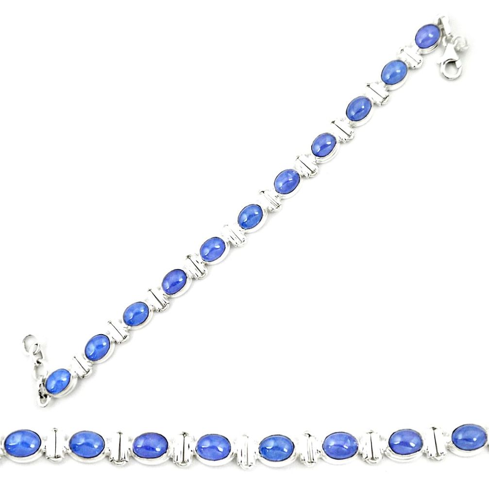 Natural blue tanzanite 925 sterling silver tennis bracelet jewelry m35454