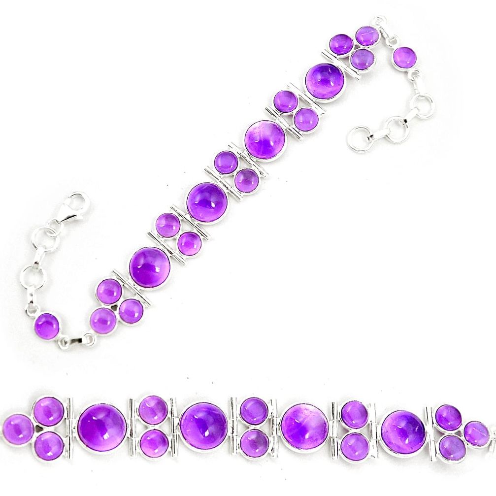 Natural purple amethyst 925 sterling silver tennis bracelet jewelry m36103