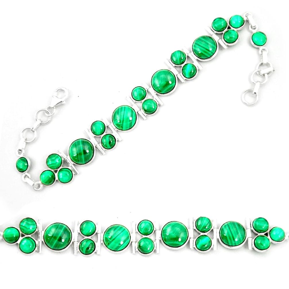 Natural green malachite (pilot's stone) 925 silver tennis bracelet m36108