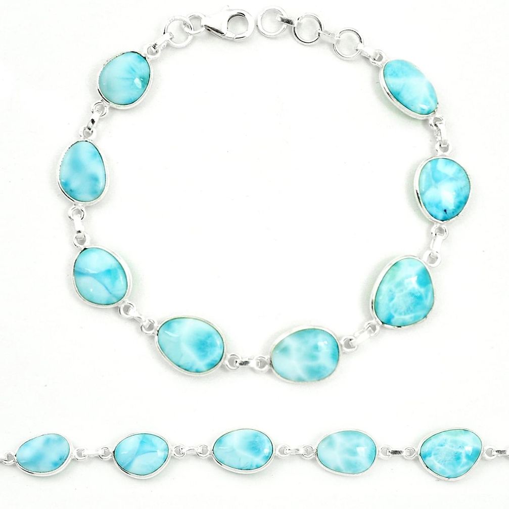 925 sterling silver natural blue larimar tennis bracelet jewelry m46885