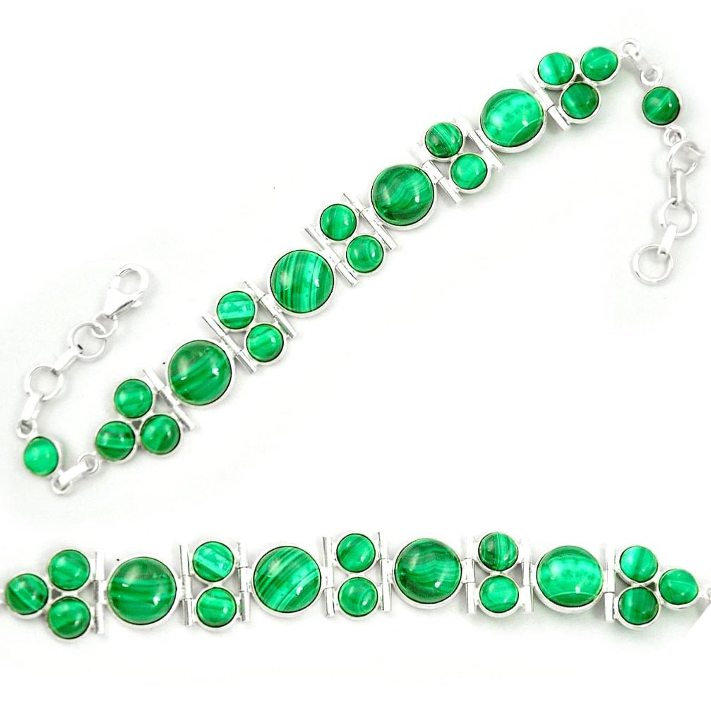 Natural green malachite (pilot's stone) 925 silver tennis bracelet m46892