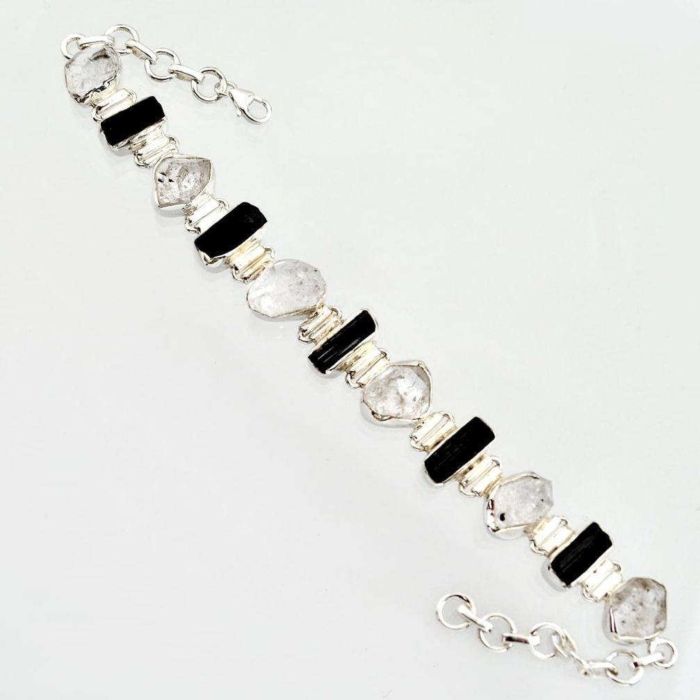 48.62cts natural white herkimer diamond 925 silver tennis bracelet r14673