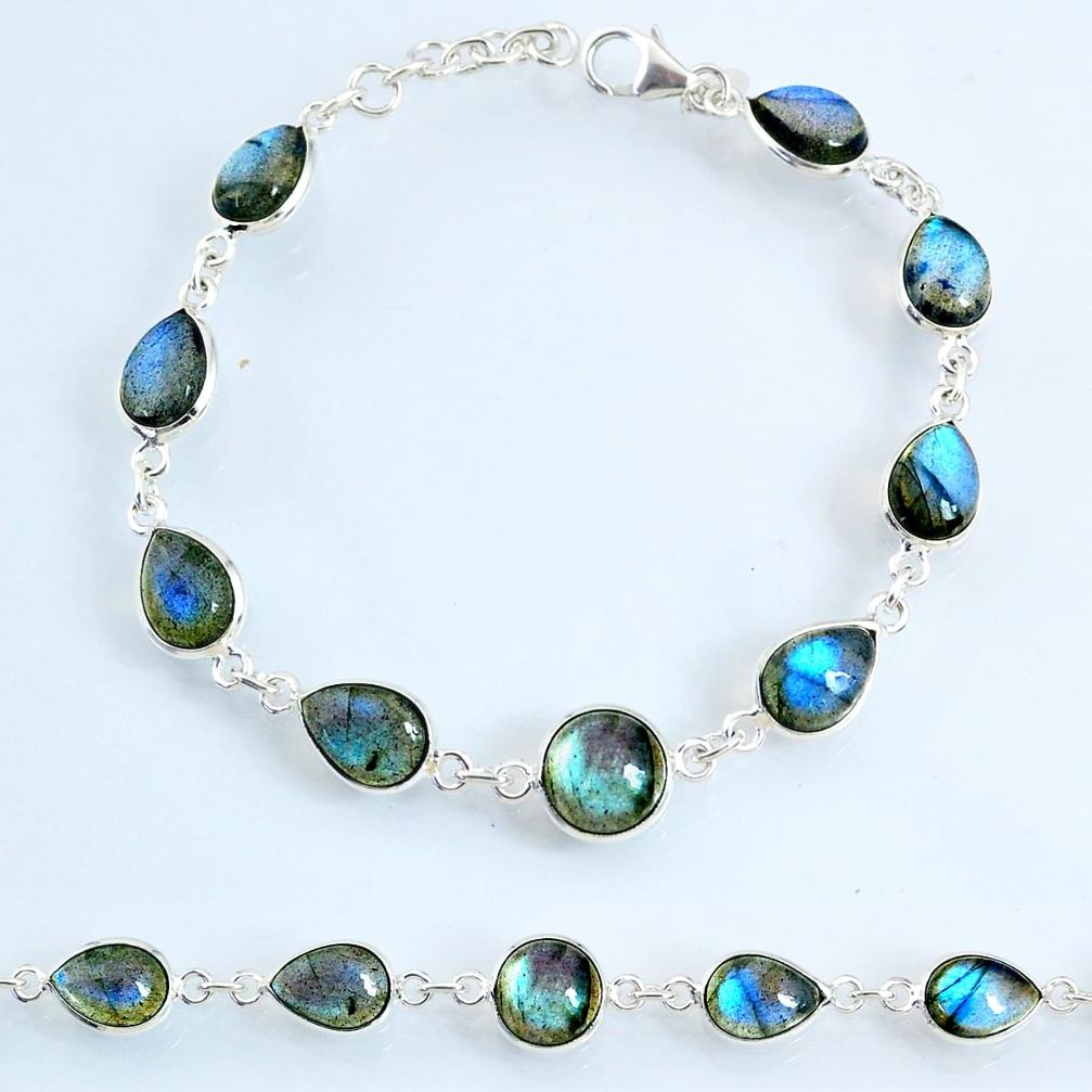 23.74cts natural blue labradorite 925 sterling silver tennis bracelet r69393