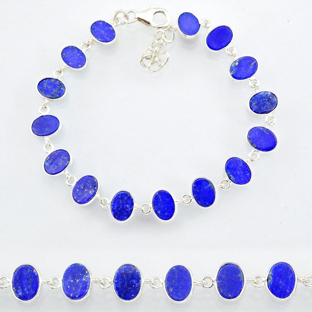 19.49cts natural blue lapis lazuli 925 sterling silver bracelet jewelry r88303