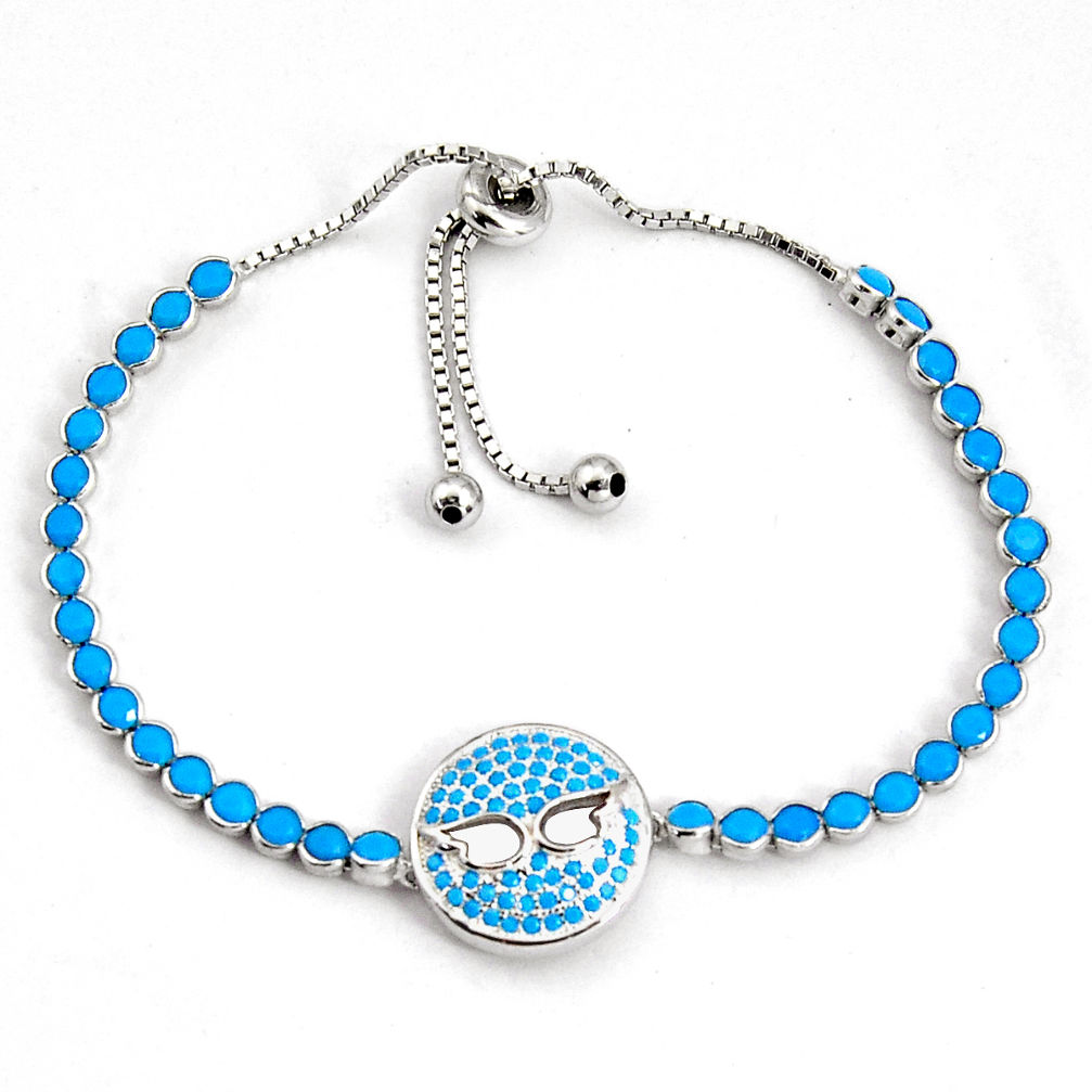 6.91cts adjustable blue sleeping beauty turquoise silver tennis bracelet c5004