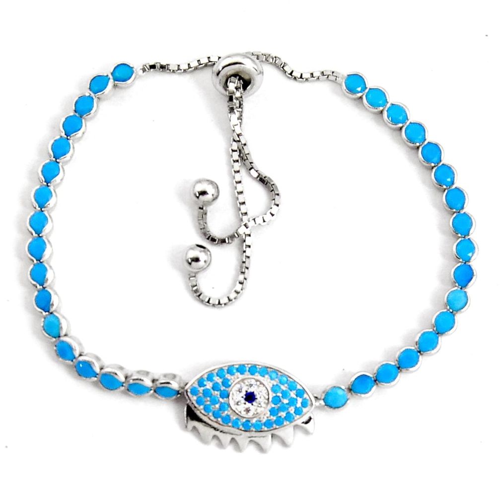 6.32cts adjustable blue sleeping beauty turquoise silver tennis bracelet c5015